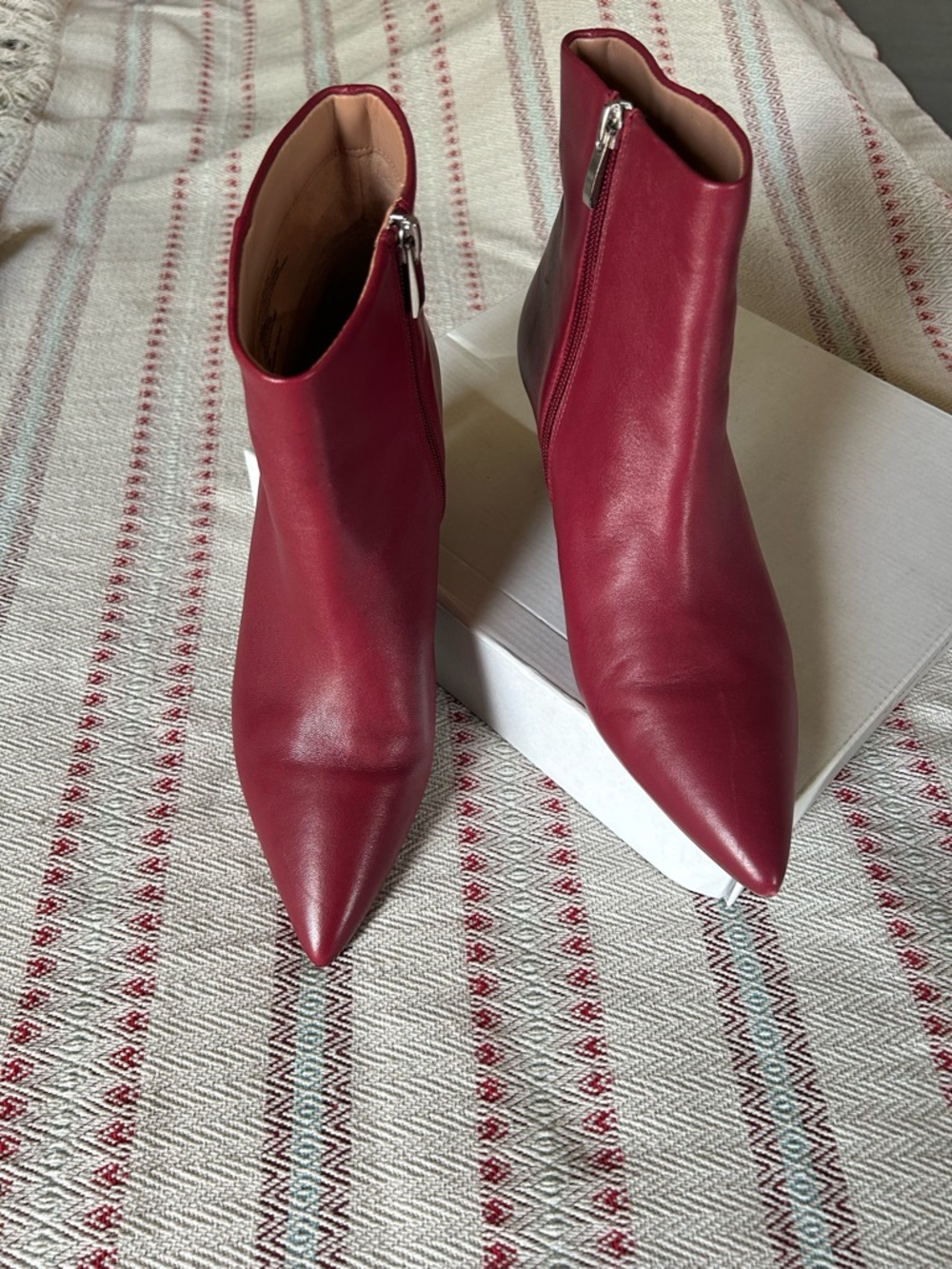 Nordstrom Wine Red Pointed Leather Ankle Booties